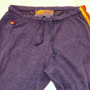 Aviator Nation women’s rainbow striped sweatpants